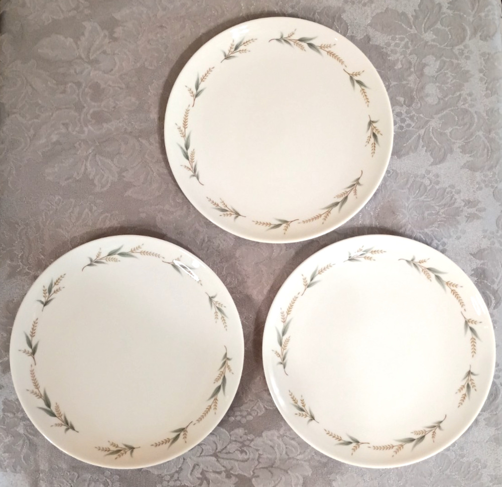 VTG 3 Syracuse Lynnfield Wheat 8" Plates Set Salad Dessert Lunch USA Replacement